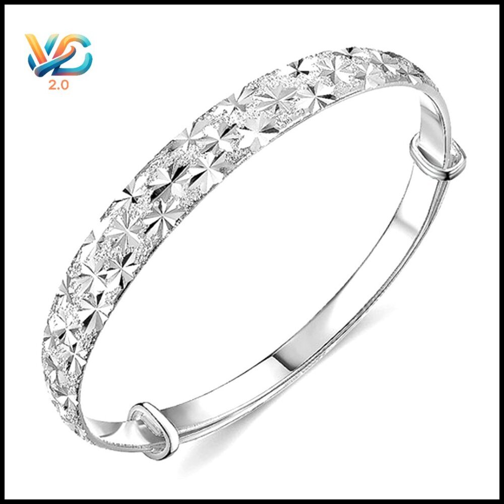 925 Sterling Silver Adjustable Bangle Bracelet Minimalist Chic Stackable Jewelry